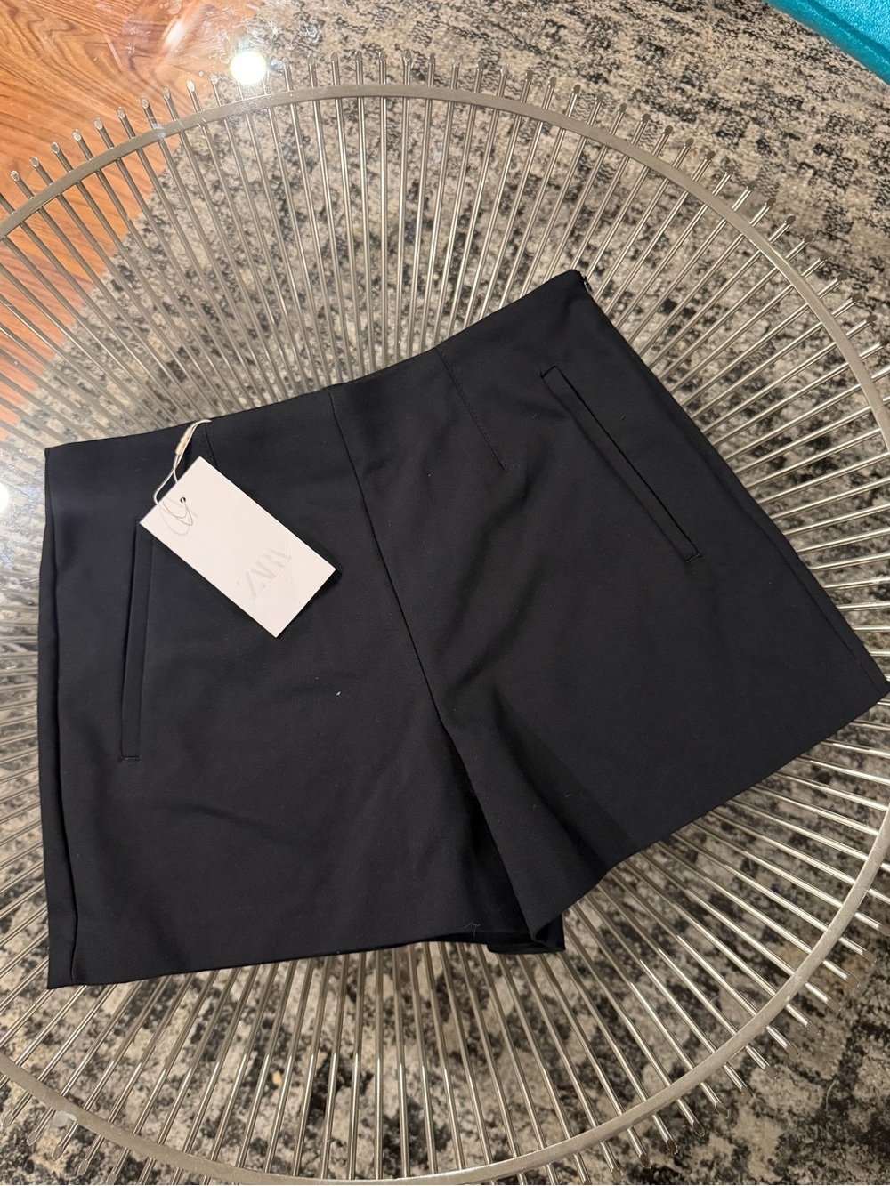 Zara Black High-Waist Tailored Women's Shorts
